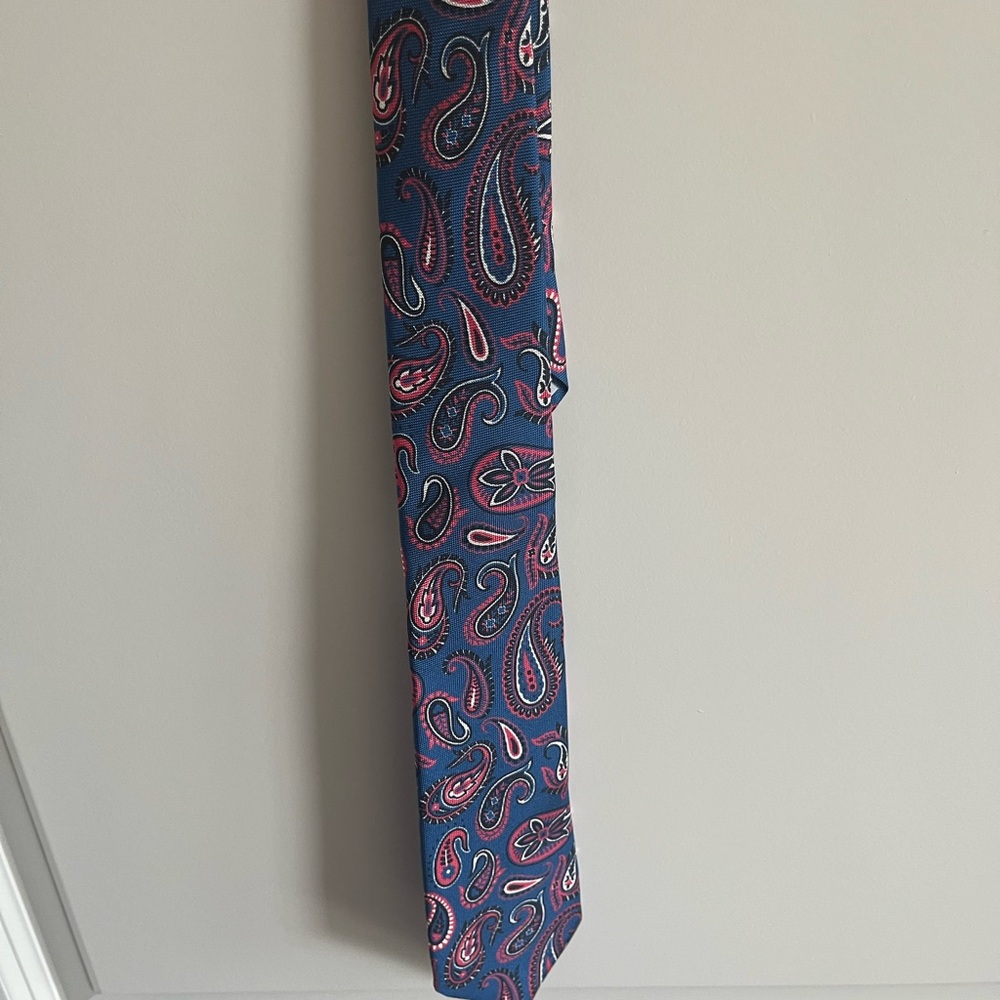 Eton Paisley Patterned Blue and Red Men's Tie